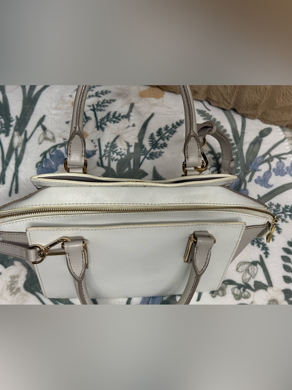 BOSS Hugo Boss Grained Leather Colorblock "Winged" Satchel Crossbody - Picture 5 of 8